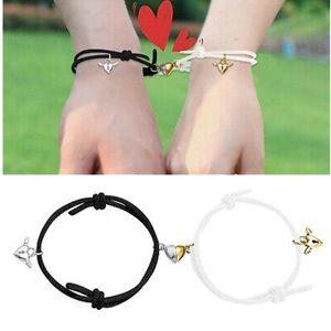 A Pair Of Couple Bracelet Set Woman’s Men’s Love Angel Wings Magnet Bracelet